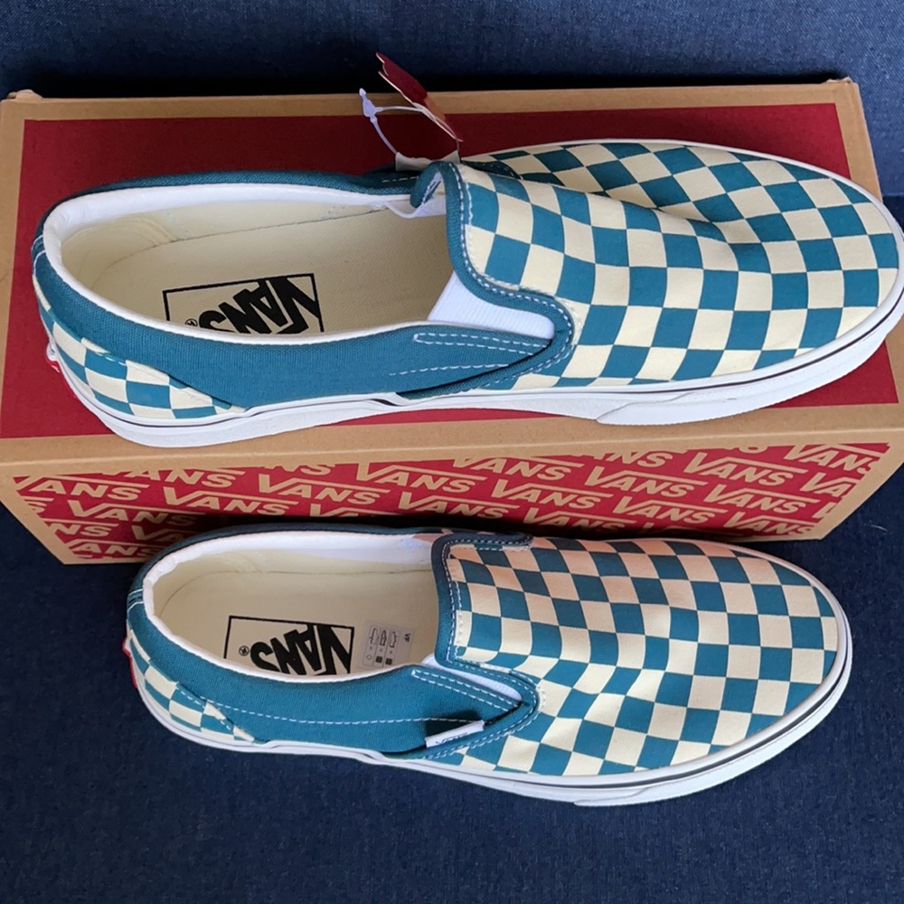 Vans Classic Slip-On Checkerboard Blue Coral/True White WMNS - Picture 3 of 16